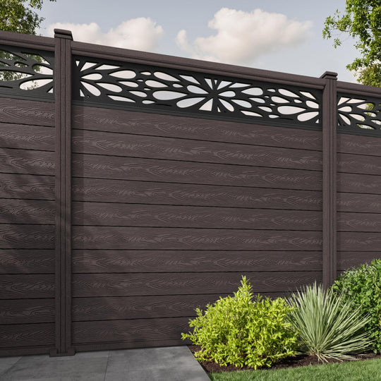 Classic Blossom Fence Panel - Mid Brown - with our composite posts