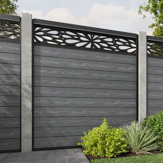 Classic Blossom Fence Panel - Mid Grey - for existing concrete posts