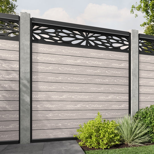 Classic Blossom Fence Panel - Mid Stone - for existing concrete posts