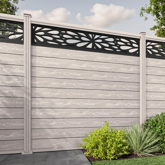 Classic Blossom Fence Panel - Mid Stone - with our composite posts