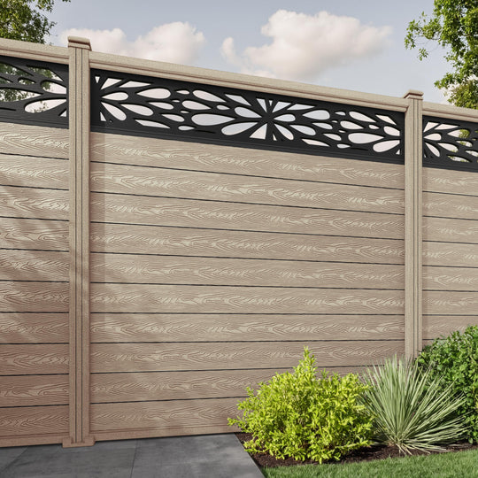 Classic Blossom Fence Panel - Light Oak - with our composite posts