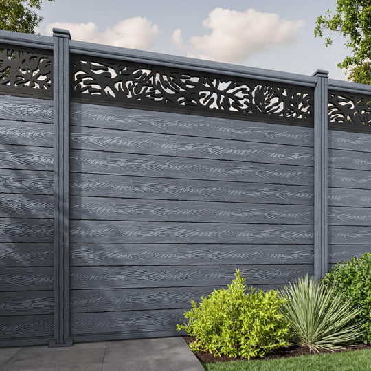Classic Botanic Fence Panel - Anthracite - with our composite posts