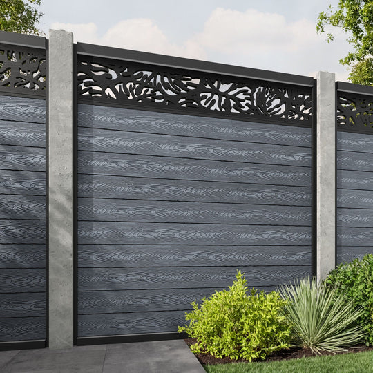 Classic Botanic Fence Panel - Anthracite - for existing concrete posts