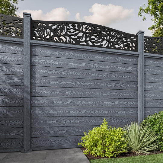 Classic Botanic Curved Top Fence Panel - Anthracite - with our composite posts