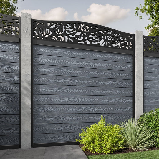 Classic Botanic Curved Top Fence Panel - Anthracite - for existing concrete posts