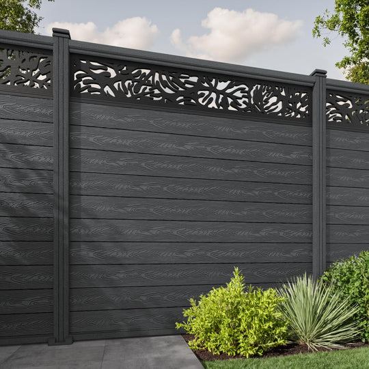 Classic Botanic Fence Panel - Dark Grey - with our composite posts