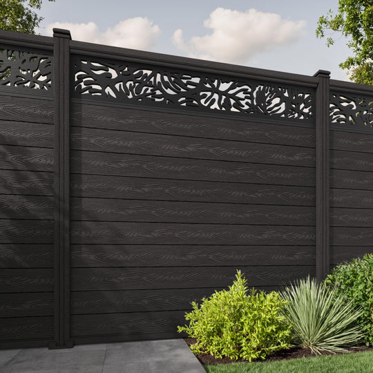 Classic Botanic Fence Panel - Dark Oak - with our composite posts