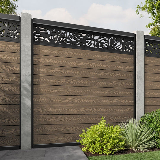 Classic Botanic Fence Panel - Teak - for existing concrete posts