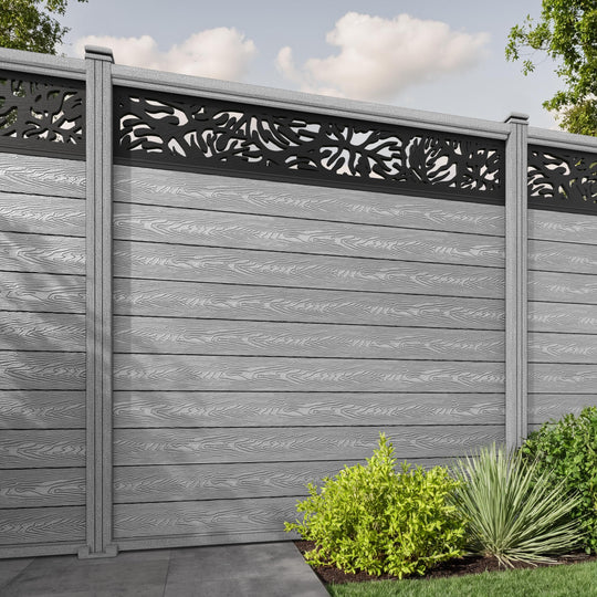 Classic Botanic Fence Panel - Light Grey - with our composite posts