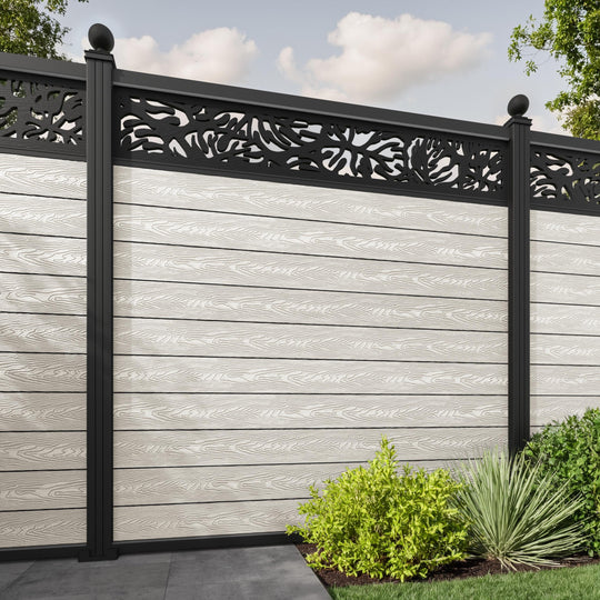 Classic Botanic Fence Panel - Light Stone - with our aluminium posts