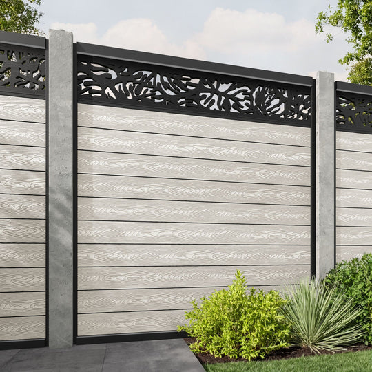 Classic Botanic Fence Panel - Light Stone - for existing concrete posts