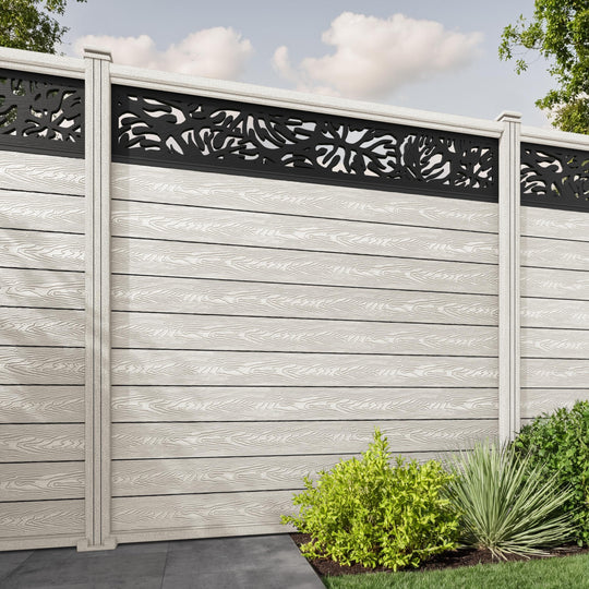 Classic Botanic Fence Panel - Light Stone - with our composite posts