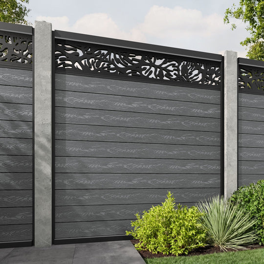 Classic Botanic Fence Panel - Mid Grey - for existing concrete posts