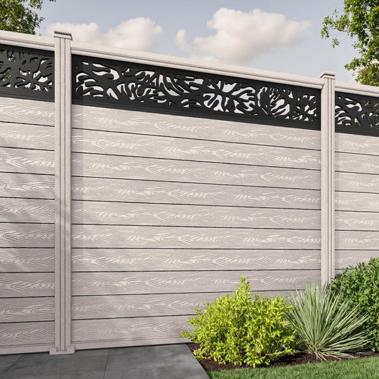 Classic Botanic Fence Panel - Mid Stone - with our composite posts