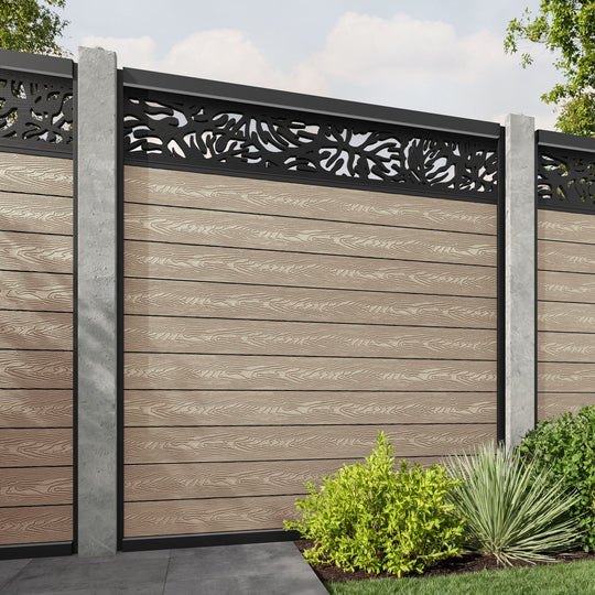 Classic Botanic Fence Panel - Light Oak - for existing concrete posts