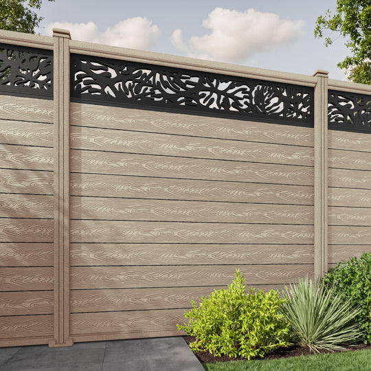 Classic Botanic Fence Panel - Light Oak - with our composite posts
