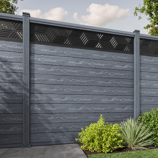 Classic Cubed Fence Panel - Anthracite - with our composite posts