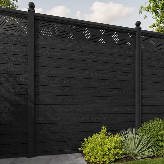 Classic Cubed Fence Panel - Black - with our composite posts