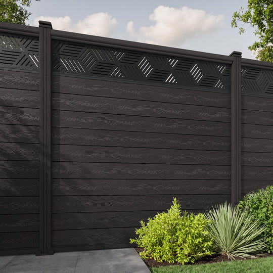 Classic Cubed Fence Panel - Dark Oak - with our composite posts