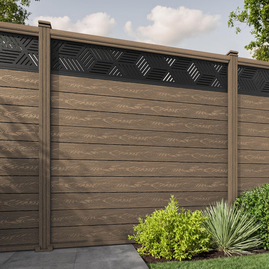 Classic Cubed Fence Panel - Teak - with our composite posts