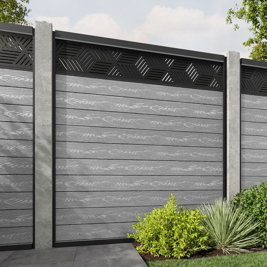 Classic Cubed Fence Panel - Light Grey - for existing concrete posts