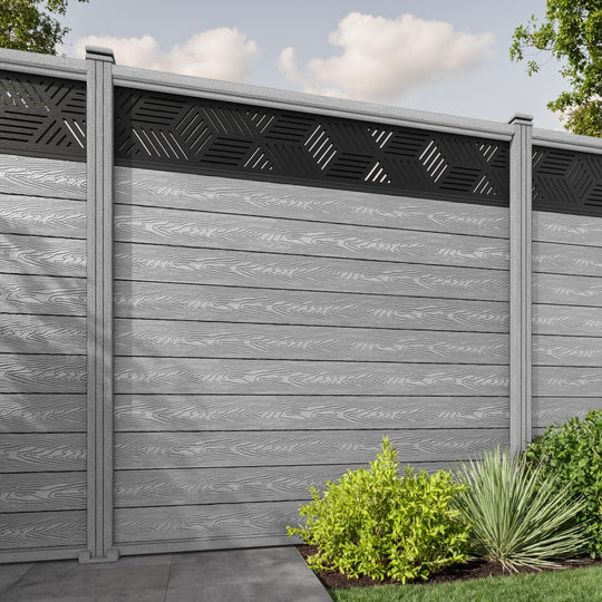 Classic Cubed Fence Panel - Light Grey - with our composite posts