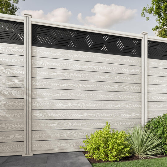 Classic Cubed Fence Panel - Light Stone - with our composite posts