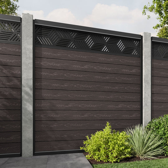 Classic Cubed Fence Panel - Mid Brown - for existing concrete posts