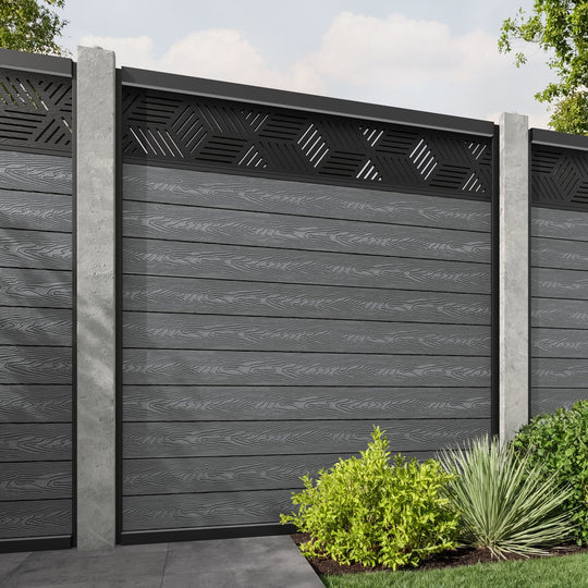 Classic Cubed Fence Panel - Mid Grey - for existing concrete posts