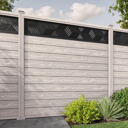 Classic Cubed Fence Panel - Mid Stone - with our composite posts
