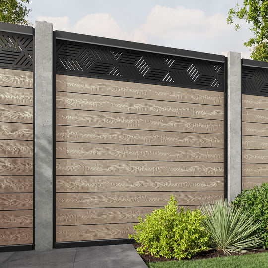 Classic Cubed Fence Panel - Light Oak - for existing concrete posts