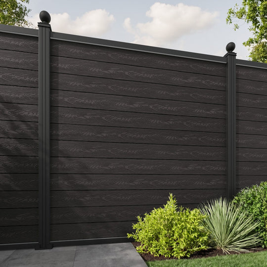 Classic Fence Panel - Dark Oak - with our aluminium posts