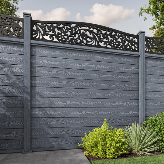 Classic Eden Curved Top Fence Panel - Anthracite - with our composite posts