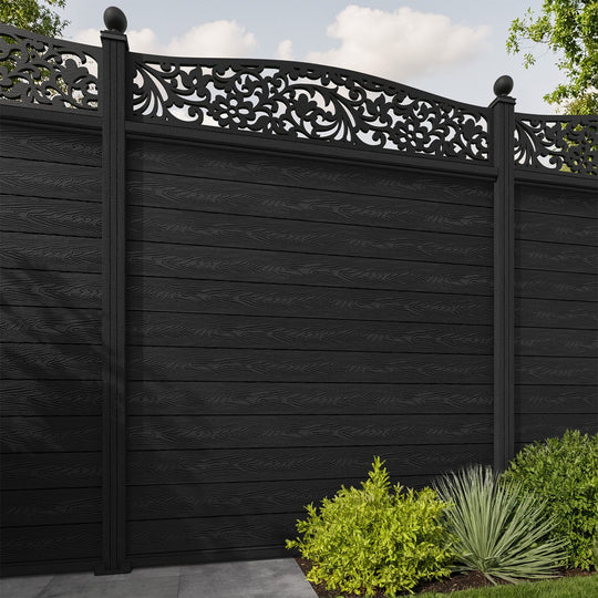 Classic Eden Curved Top Fence Panel - Black - with our composite posts