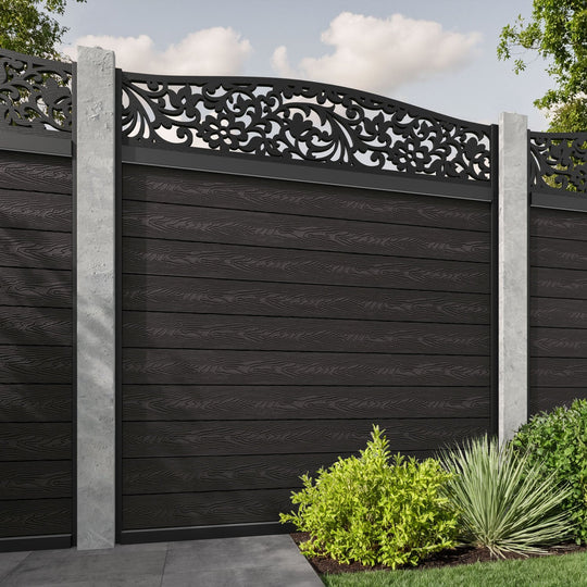 Classic Eden Curved Top Fence Panel - Dark Oak - for existing concrete posts