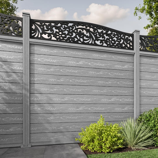 Classic Eden Curved Top Fence Panel - Light Grey - with our composite posts