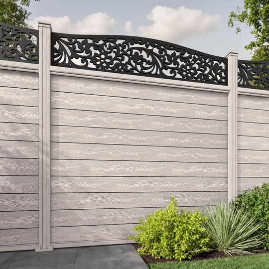 Classic Eden Curved Top Fence Panel - Mid Stone - with our composite posts