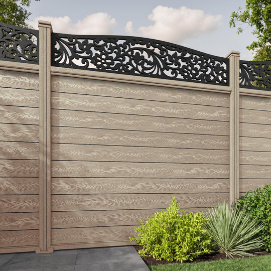 Classic Eden Curved Top Fence Panel - Light Oak - with our composite posts