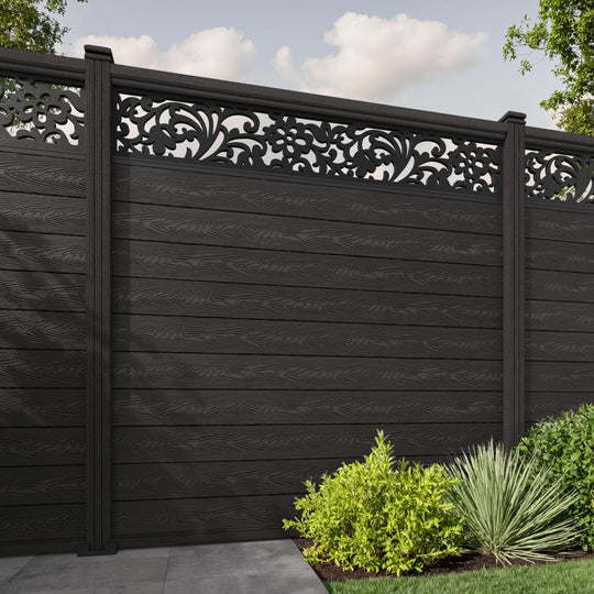 Classic Eden Fence Panel - Dark Oak - with our composite posts