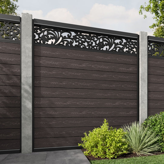 Classic Eden Fence Panel - Mid Brown - for existing concrete posts