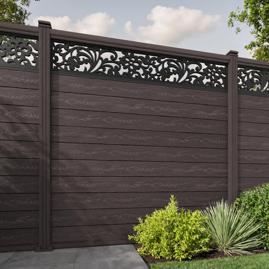 Classic Eden Fence Panel - Mid Brown - with our composite posts