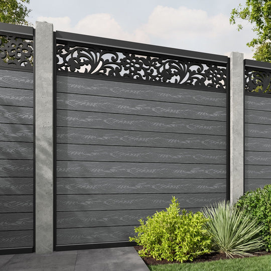 Classic Eden Fence Panel - Mid Grey - for existing concrete posts