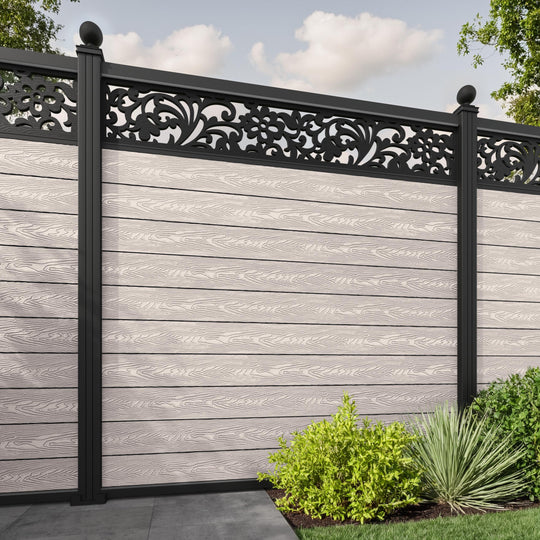 Classic Eden Fence Panel - Mid Stone - with our aluminium posts