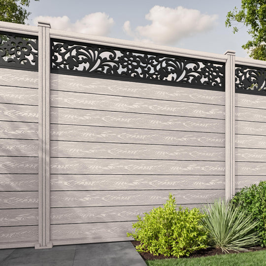 Classic Eden Fence Panel - Mid Stone - with our composite posts