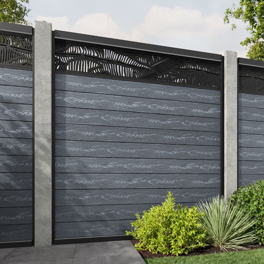 Classic Feather Fence Panel - Anthracite - for existing concrete posts