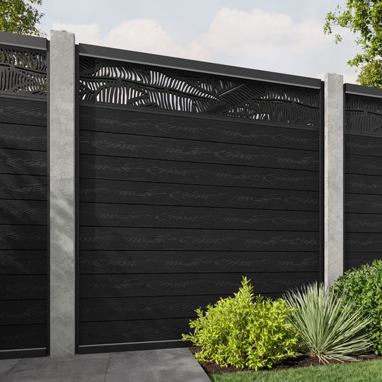 Classic Feather Fence Panel - Black - for existing concrete posts