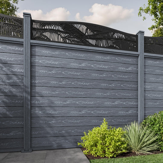 Classic Feather Curved Top Fence Panel - Anthracite - with our composite posts