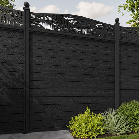 Classic Feather Curved Top Fence Panel - Black - with our composite posts