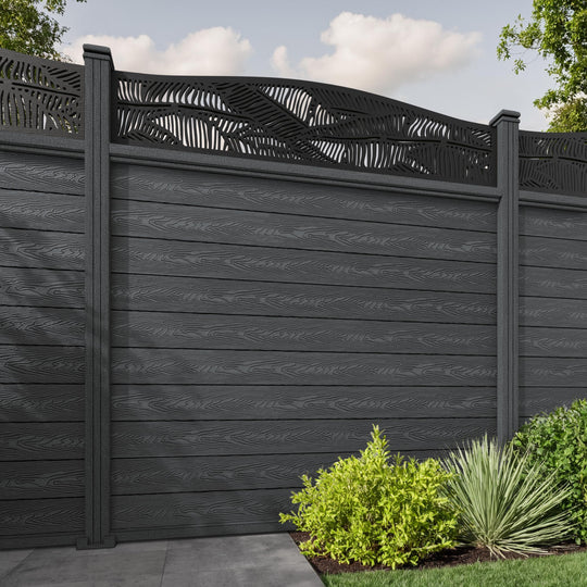Classic Feather Curved Top Fence Panel - Dark Grey - with our composite posts