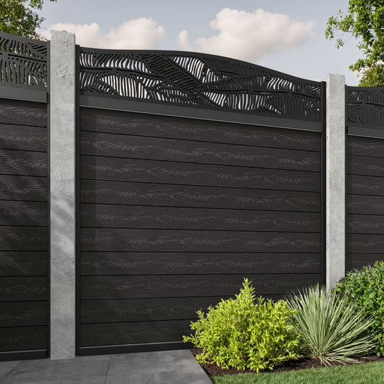 Classic Feather Curved Top Fence Panel - Dark Oak - for existing concrete posts